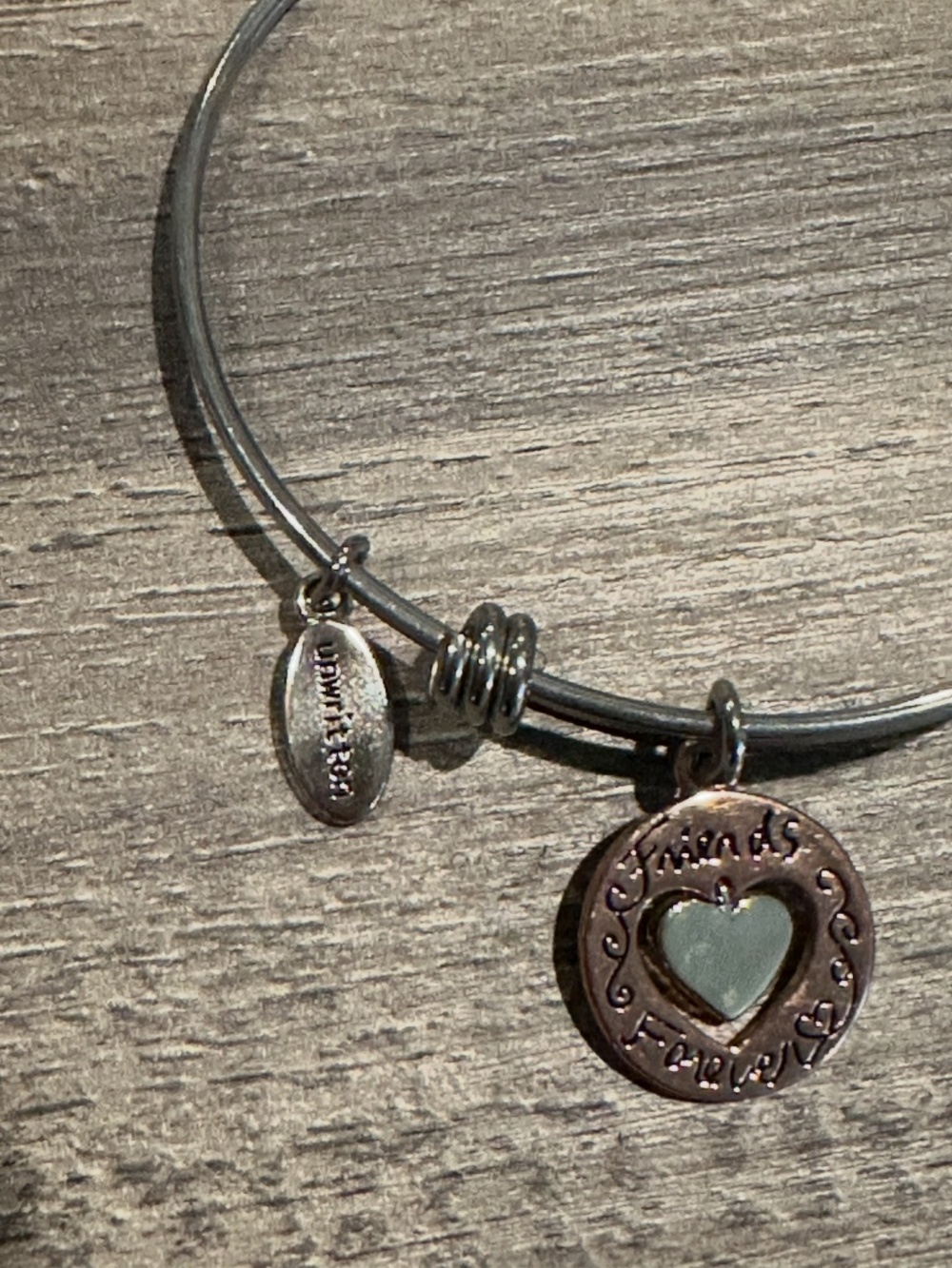 Mother Daughter Friends Forever Stainless Steel Heart Bangle - Picture 6 of 9
